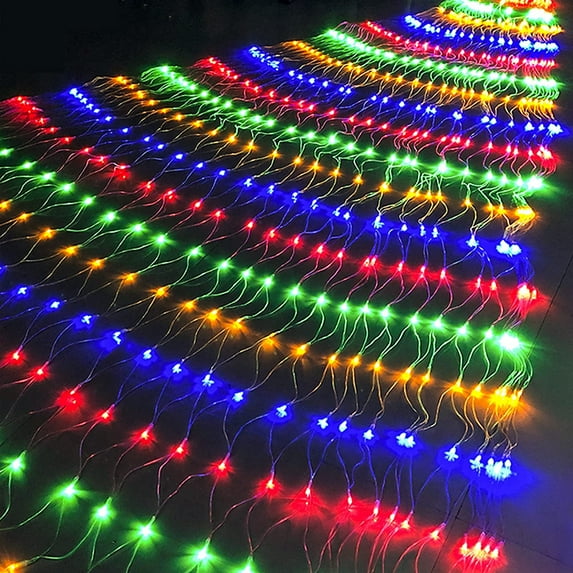 Viworld 4.9ft x 4.9ft 96 LED Connectable Christmas Net Lights, Outdoor 8 Modes Low Voltage Mesh Fairy String Lights for Christmas Trees, Bushes, Wedding, Garden Decorations,Multicolor