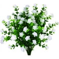 thumbnail image 1 of Viworld 4 Bundles Artificial Flowers, Fake Outdoor UV Resistant Plants Faux Plastic Greenery Shrubs Indoor Outside Hanging Planter Home Garden Decorating(White), 1 of 7