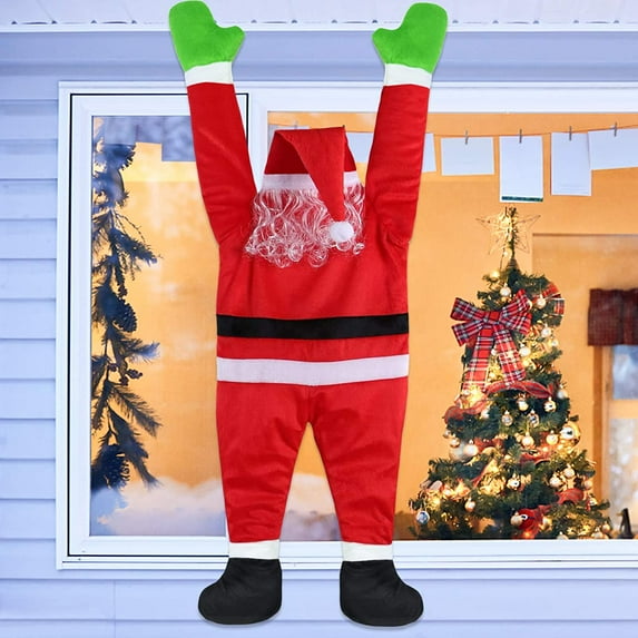 Viworld 42.5 Inch Christmas Hanging Santa Claus Suit Outdoor Climbing Hanging Santa Claus for Christmas Decoration Xmas Decor Roof Gutter Yard Holiday Outdoor Hanging Ornament Decor