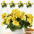 thumbnail image 1 of Viworld 4PCS Artificial Geranium 1 Branch with 5 Flower Heads 14.2inch Long Fake Silk Bouquet, Lifelike, Suitable for Interior Decoration, Porch Garden Decoration (Yellow), 1 of 7