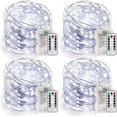thumbnail image 1 of Viworld 4Pack 33ft 100LEDs Fairy String Lights Battery Operated Copper Wire Lights with 8 Modes Remote Control Timer Waterproof Lights for Wedding Party Christmas Decor, Cool White, 1 of 9