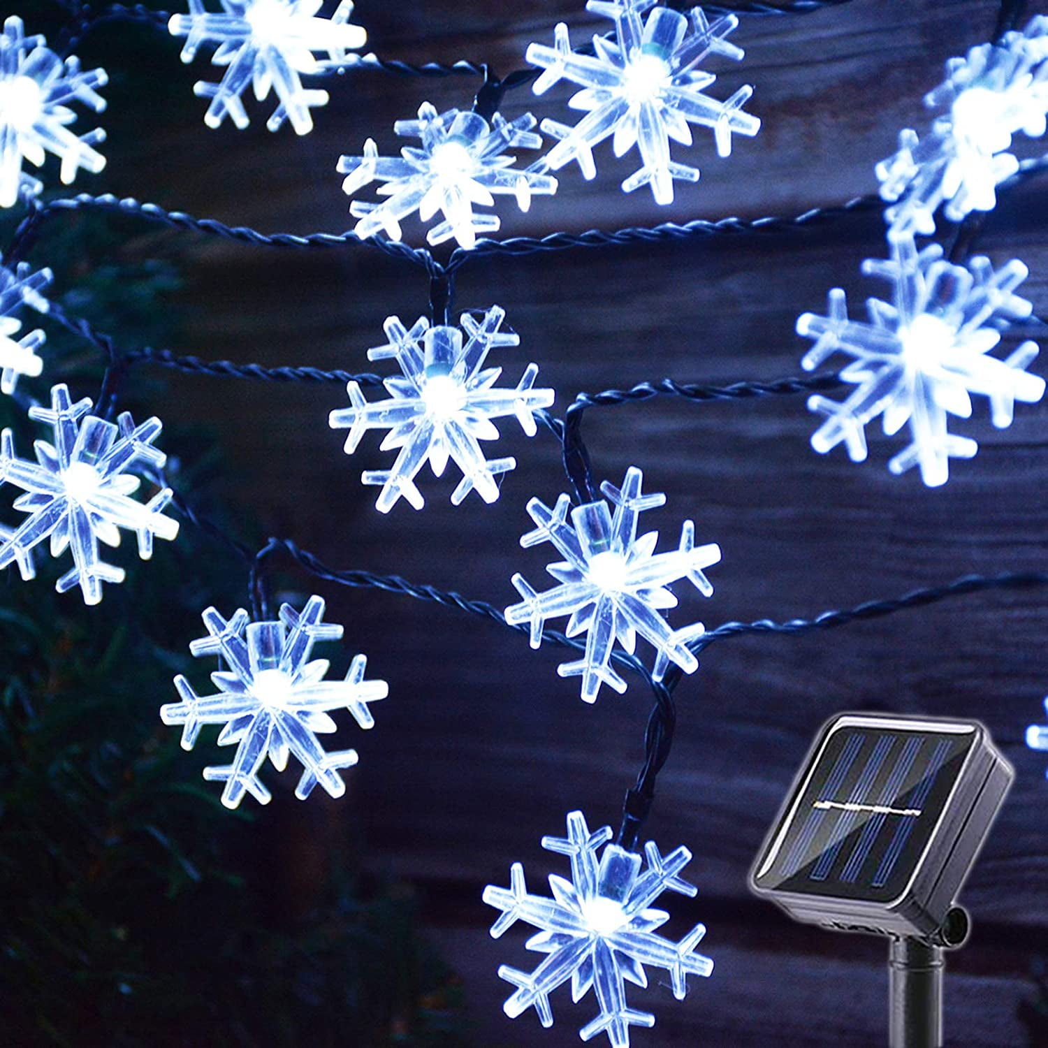 Viworld 50 LED Solar Christmas Lights Outdoor Cool White Christmas  Snowflake String Lights, Solar Powered LED Fairy Lights Xmas Tree Snowflake  Decor Light for Party Patio Garden Roof Window Decor - Walmart.com, image size:1500x1500