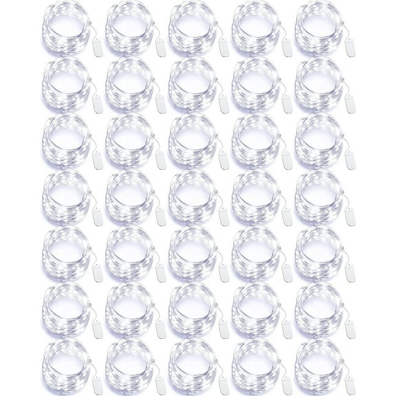 Viworld 50Pcs 2M 20LEDs Mini String Lights Battery Operated Small Fairy Lights for Jars Starry Waterproof DIY Wedding Party Holiday (White)