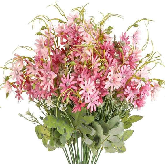 Viworld 6 Bundles Artificial Wildflowers Daisy Fake Silk Flower Greenery Wild Bouquets UV Resistant Faux Plastic Plants for Outdoor Indoor Spring Summer Home Decoration