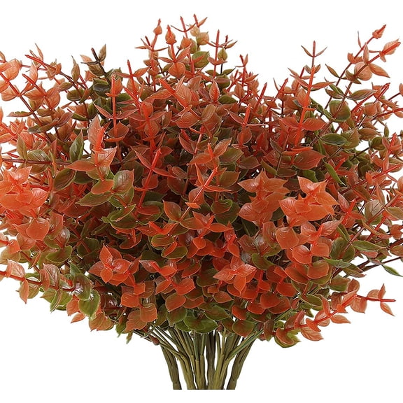 Viworld 6 Bundles Fall Boxwood No Fade Faux Autumn Plants, Fake Indoor Outdoor Greenery Fall Decor for Home Thanksgiving Christmas Wedding Party Home Garden Fireplace Decor (Fall Eucalyptus)