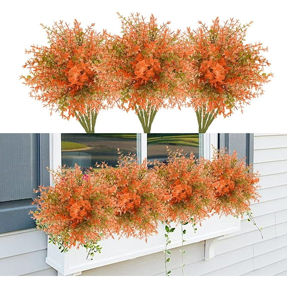 Viworld 6 Pcs Artificial Fall Flowers, Fake Outdoor UV Resistant Autumn Plants for Home Kitchen Christmas Festival Thanksgiving Autumns Decoration