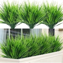Viworld 6 bundles Artificial Wheat Grass, UV Resistant Fake Greenery Stems Plastic Shrubs Outdoor Patio Garden Farmhouse Front Porch Home Window Box Decoration