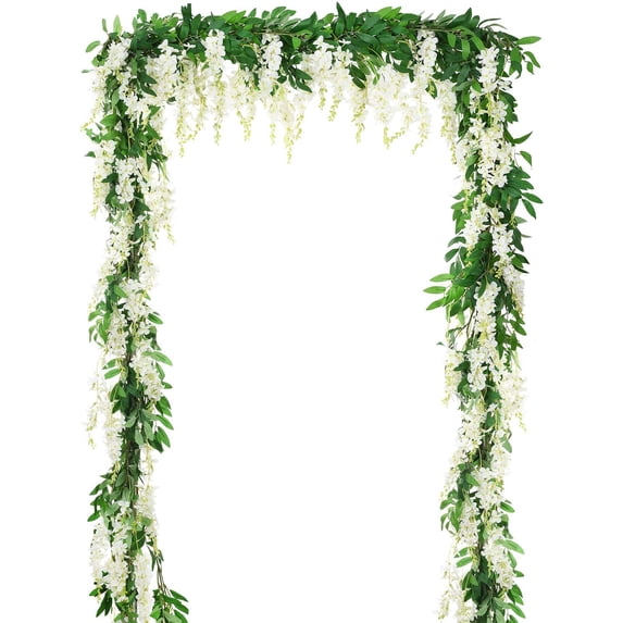 Viworld 6 ft Artificial Wisteria Silk Plastic Garland, White