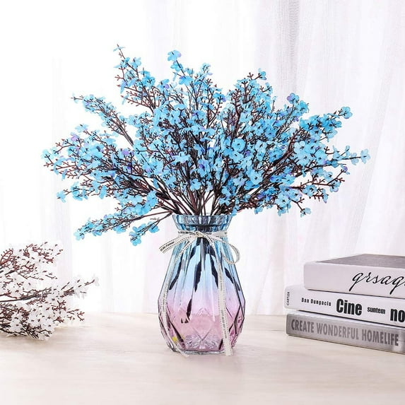 Viworld 6PCS Artificial Baby Breath Flowers Fake Silk Real Touch DIY Floral Bouquets Decor Wedding Party Decoration Arrangements(Blue)