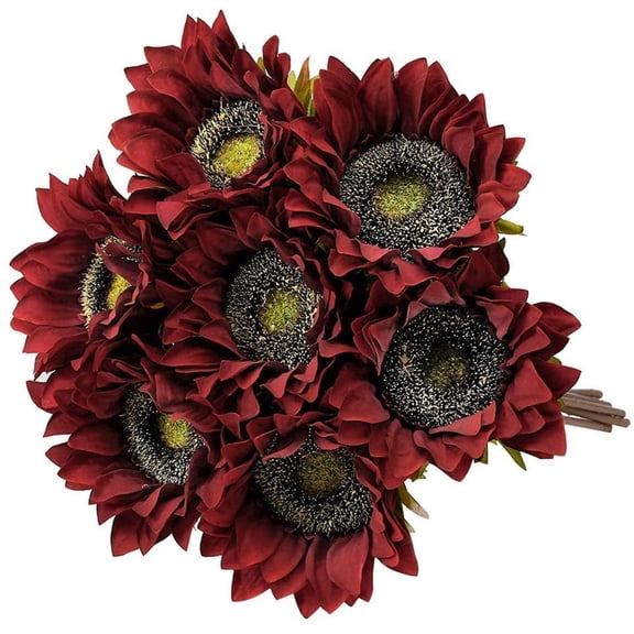 Viworld 6PCS Sunflowers Artificial Flowers 17" Long Stem Tall Artificial Sunflower Large Sun Flowers Bulk Rustic Silk Sunflowers with Stem for Home Wedding Party Decor(Black)