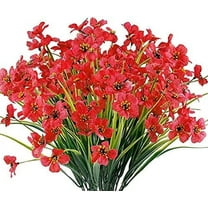 Viworld 6Pcs Artificial Flowers Outdoor UV Resistant Outdoors Fake Plants Faux Plastic Flower in Bulk for Outside Porch Vase Home Window Decoration (Red)