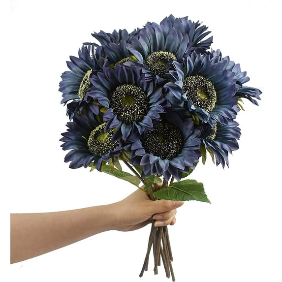 Viworld 6Pcs Multicolor Artificial Sunflower Flowers Long Stem Large Silk Sunflowers Bridal Wedding Bouquet Fake Yellow Flower Arrangements for Outdoor