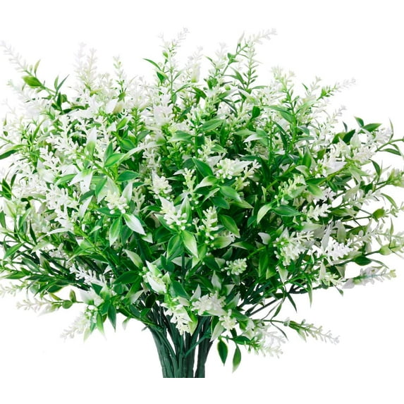 Viworld 8 Bundles Artificial Lavender Flowers Outdoor UV Resistant Fake Flowers No Fade Faux Plastic Plants Garden Porch Window Box Decorating