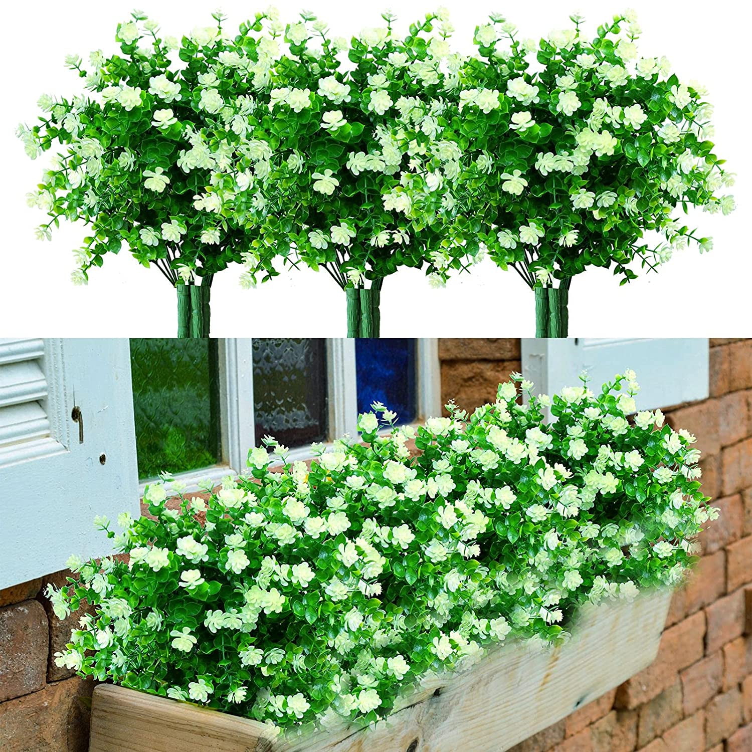 Viworld 8 Pack UV Resistant Outdoor Artificial Flowers Bulk Faux ...