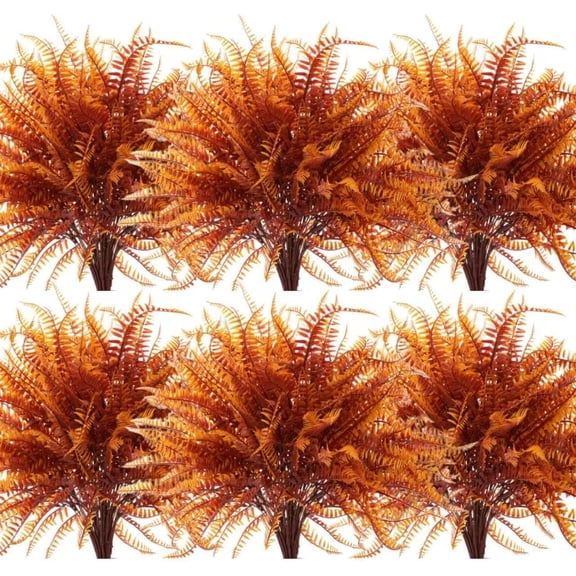 Viworld 8Pack Artificial Fall Boston Ferns Autumn Faux UV Resistant Shrubs Plants Hanging Planter Home Garden Thanksgiving Festival Decor
