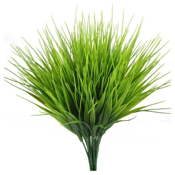 Viworld 8Pcs Artificial Grass Plants Bushes Faux Plastic Fake Wheat Grass for Outdoor UV Resistant Greenery Shrubs Home Garden Decor
