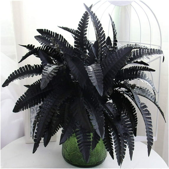 Viworld Artificial Black Persian Fern Leaf Plant Fake and Realistic Plastic Wedding Shop Background Decoration 4 Packs