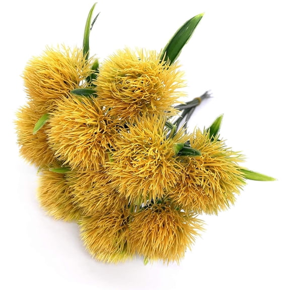 Viworld Artificial Dandelion Flowers 10 Pcs Plastic Plants Shrubs Bushes Fake Grass Wedding Indoor Outdoor Home Garden Decoration Planter Filler, Yellow