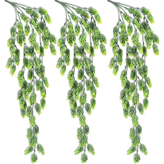 Viworld Artificial Flower Hops Vine Garland Plant Fake Hanging Vine Faux Hops UV Resistant Faux Floral Greenery for Indoor Outdoor Front Porch Flower Decor 3 PCS
