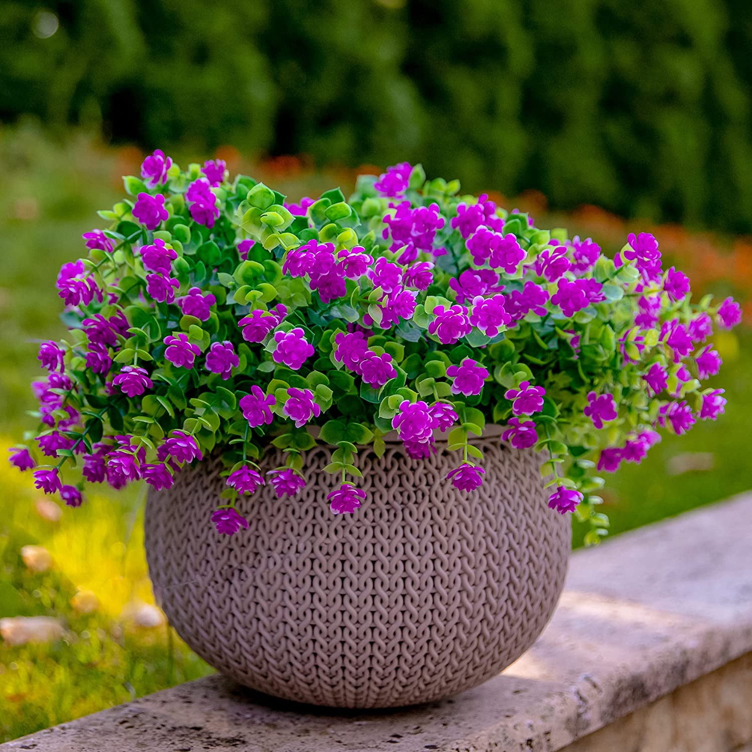 Viworld Artificial Flowers for Outdoors UV Resistant - 12 PCS Bundles Faux Fake Outdoor Plants Plastic Flowers Bushes Shrubs No Fade Artificial Greenery Home Porch Stems Window Box Decor(Magenta)