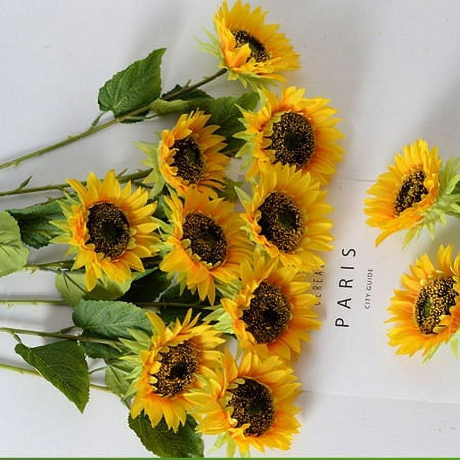 Viworld Artificial Long Stem Sunflower Flowers Silk Fake Sunflowers ...
