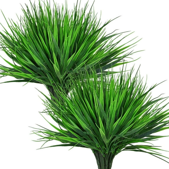 Viworld Artificial Outdoor Plants, 8 Pcs Fake Plastic Wheat Grass, Faux Plastic Greenery Shrubs for Indoor Outdoor Garden Office Window Box Veranda Centerpiece Floral Wedding Decor