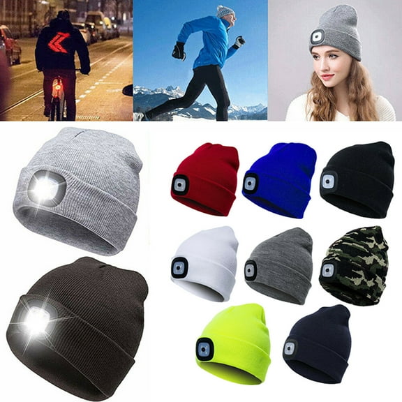 Viworld Beanie Hat with Light Unisex LED Beanie Hat with Light USB Rechargeable Running Hat Alpine Cap Gift for Men and Women Teens