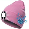 thumbnail image 1 of Viworld Bluetooth Beanie Hat with LED Headlight Lighted Beanie Cap Rechargeable with LED Headlight Rechargeable with Wireless Bluetooth Beanie Hat Lighted Beanie Cap Winter Warm Knit Hat (Pink), 1 of 6