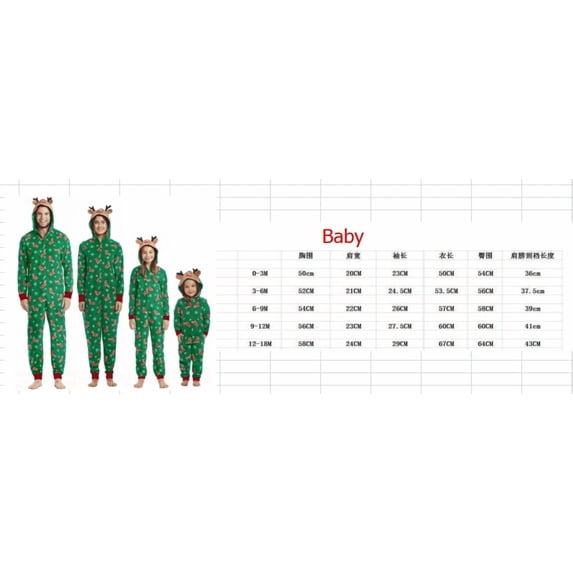 Viworld Christmas Family Matching Hooded Pajamas Reindeer Romper Onesie Jumpsuit Zipper Pjs for Adult Kids Baby