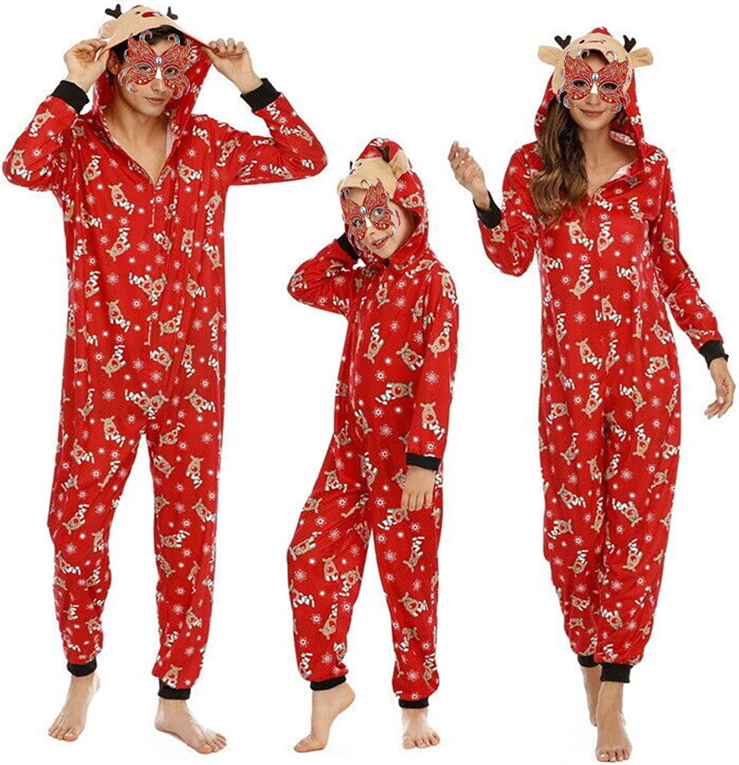 Family Matching Christmas Pajamas - Red Holiday PJ Sets With Bear/Penguin Print - View #6