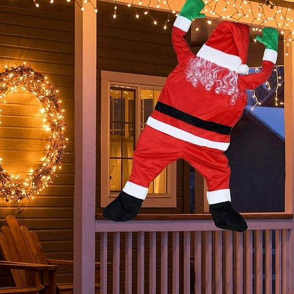 Viworld Christmas Hanging Santa Decoration,Climbing Hanging Santa Claus for Christmas Decoration Flannelette Santa Cloth Xmas Decoration for Windows Car Roofs Christmas Tree Gutter Xmas Party Supplies