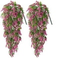 thumbnail image 1 of Viworld Fake Hanging Flower, 2PCS Artificial Lavender Bouquet Vine Hanging Plants Fake Ivy Vine Leaves for Patio Home Bedroom Wedding Indoor Outdoor Wall Decor(Rose red), 1 of 6