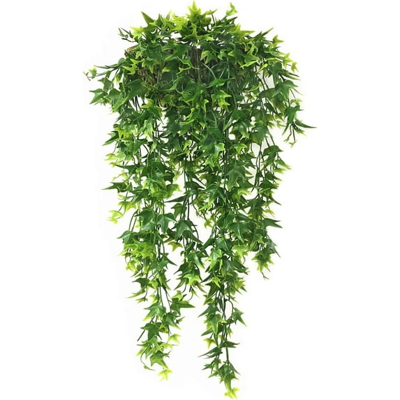 Viworld Fake Hanging Plants Artificial Vine, Plastic Ivy Greenery Christmas Garland Faux Vines Grass Flowers Leaves Home Garden Outdoor Indoor Party Wedding DIY Wall Decor Decoration - Green 2 Bundles