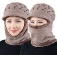 thumbnail image 1 of Viworld Fleece Lined Womens Beanie Hat, Winter Hat Scarf Mask Set,Women's Winter Hat, Middle-Aged and Old Warm Earmuff hat, 1 of 6