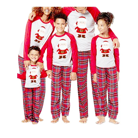Viworld Holiday Family Feeling Matching Pajama Suit Santa Claus Christmas PJ Sets Plaid Sleepwear 2Pcs Pants Clothes