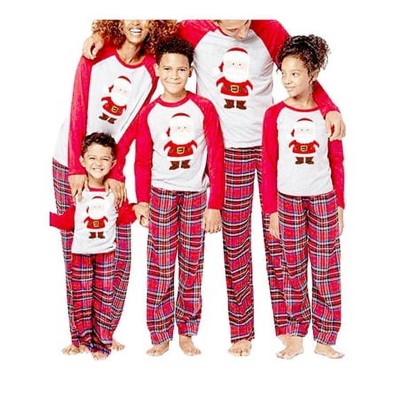 Viworld Holiday Family Feeling Matching Pajama Suit Santa Claus Christmas PJ Sets Plaid Sleepwear 2Pcs Pants Clothes