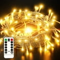 thumbnail image 1 of Viworld [IP65 Waterproof] Outdoor String Lights Battery Operated, 33FT 100 LED Christmas Fairy Lights with Remote Control, Timer Program, 8 Lighting Modes for Xmas Wedding Garden Patio - Warm White, 1 of 6