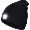 thumbnail image 1 of Viworld Knitted Beanie Hat With 4 LED Flashlight Winter Hat USB Rechargeable Headlamp Cap for Hunting Camping Unisex (Black), 1 of 8