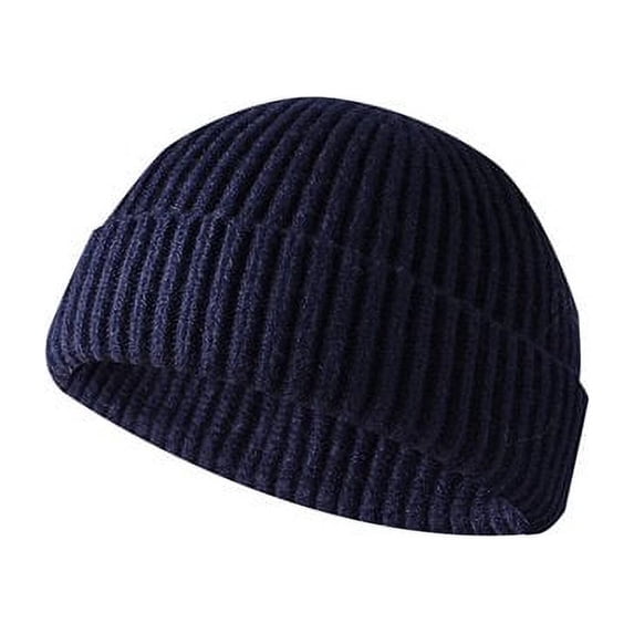 Viworld Knitted Hat Delicate Texture Wear Resistant Windproof Winter Knitted Beanie Hat Navy Blue