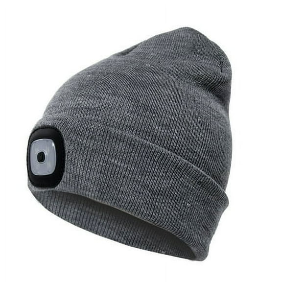 Viworld LED Beanie Hat with Light, Unisex Rechargeable LED Headlamp Hat, Warm Knit Hat for Winter Safety, Head Light for Outdoor Dog Walking，Gifts for Men Women Dad (Grey)