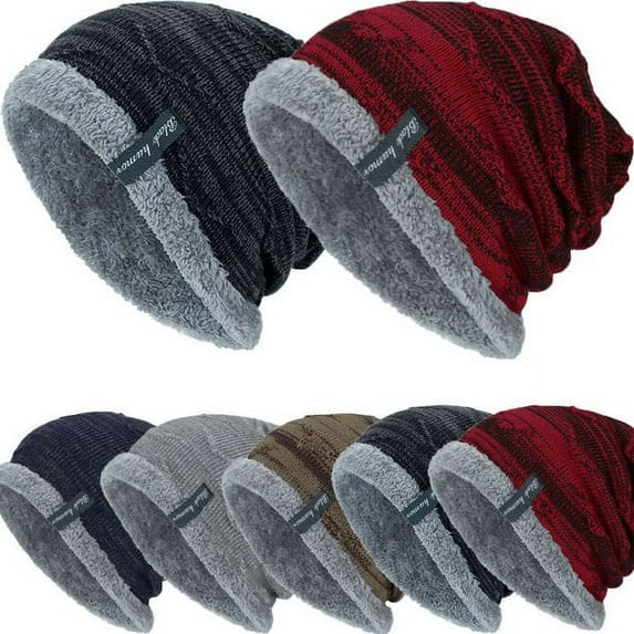 Viworld Men Baggy Beanie Knit Hat Winter Warm Fleece Wool Cap Ski Hat