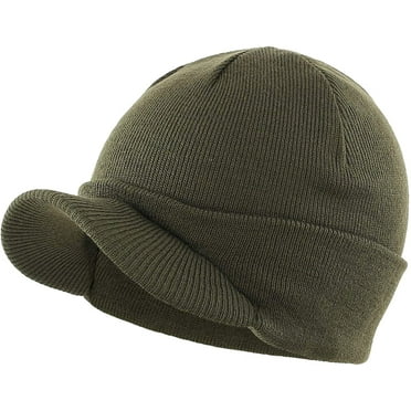 Viworld Men's Winter Beanie Hat with Brim Warm Double Knit Cuff Beanie Cap
