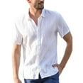 thumbnail image 1 of Viworld Mens Linen Short Sleeve Solid Shirts Casual Loose Dress Soft Tops Tee, 1 of 4