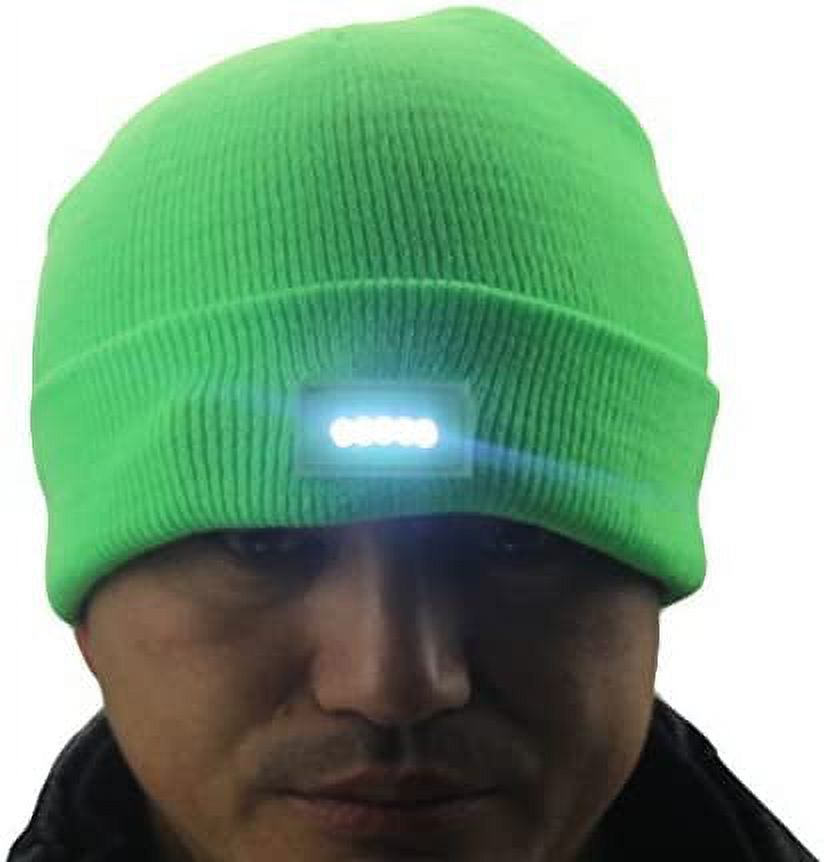 Viworld Mens Winter 5 lED Lights Lighted Night Fishing Knitt Beanie Hat Cap Winter Hat - image 1 of 4