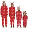 thumbnail image 1 of Viworld Merry Christmas Family Matching Pajamas Set Reindeer Print Hooded Onesies Zipper Xmas Sleepwear Nightwear Set (Mom,XXL), 1 of 6
