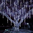 thumbnail image 1 of Viworld Meteor Shower Rain Lights, 50cm 8 Tubes LED Icicle Snow Falling Christmas Lights Outdoor Raindrop Lights for Xmas Tree Holiday Garden Decoration, White, 1 of 9