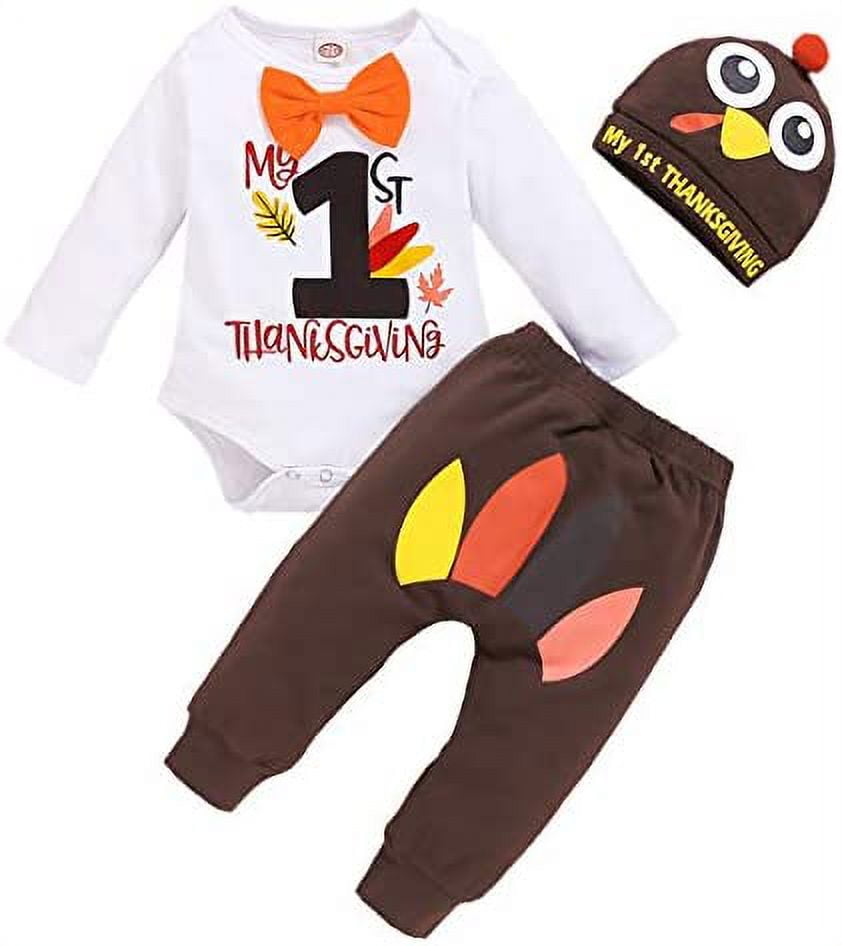 Viworld Newborn Baby Boy 1st Thanksgiving Pant Set TShirt Romper+Long