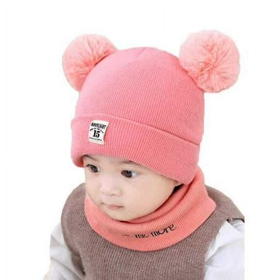 Viworld Newborn Kids Baby Boy Girl Pom Hat Winter Warm Knit Bobble Beanie Cap Scarf Set