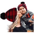 thumbnail image 1 of Viworld Parent-Child Family Matching Hats Winter Knit Hat Mother Kids Christmas Hat Red Plaid Pompom Beanie Cap, 1 of 9