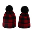 thumbnail image 1 of Viworld Parent-Child Hat, Winter Warm Buffalo Plaid Knit Beanie Cap for Adult, 1 of 6
